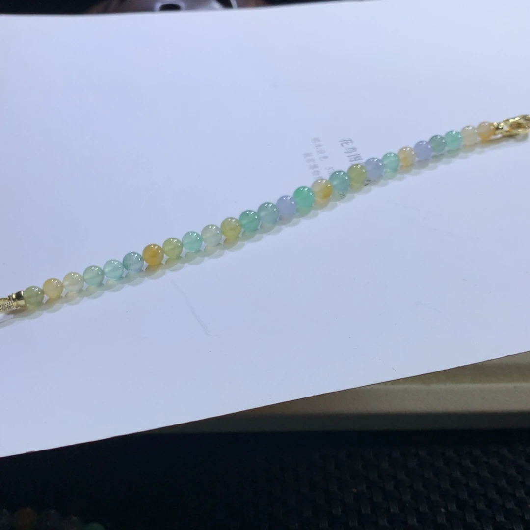 翡翠未镶嵌手串卡6小彩虹