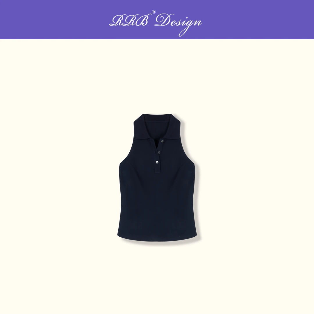 RRB Design「简约高智」修身三粒扣翻领背心百搭显瘦上衣