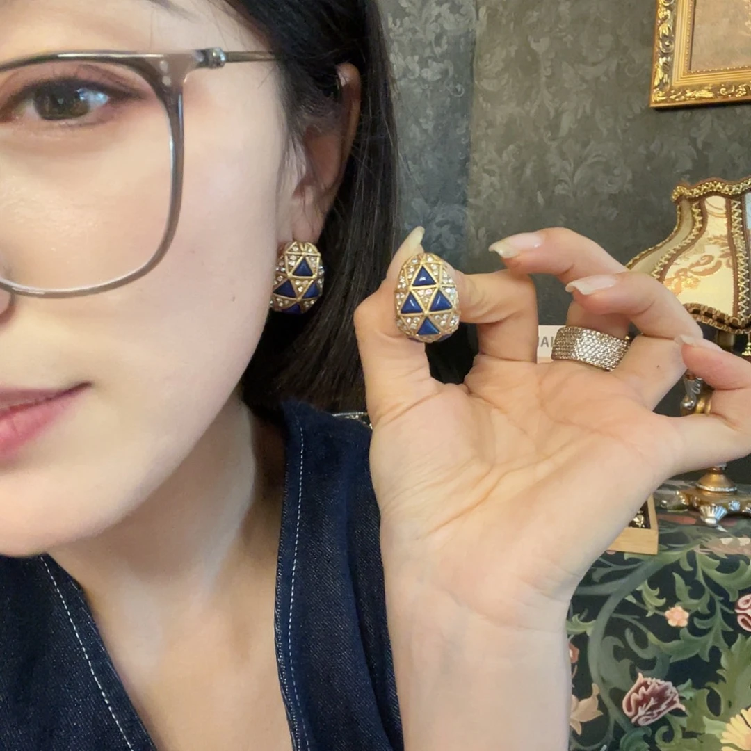 琉璃黄铜925银耳钉