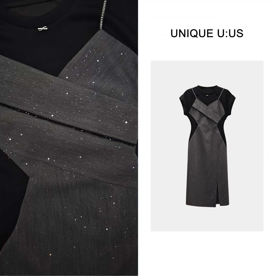 UNIQUE U:US  【灰色格调】时尚休闲百搭连衣裙-250396-L