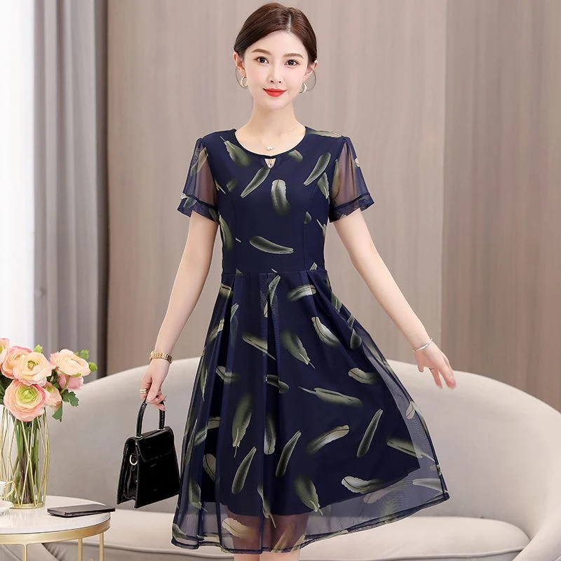 【1856人好评】遮肉透气显瘦中长款网纱连衣裙夏季时尚清凉百搭中