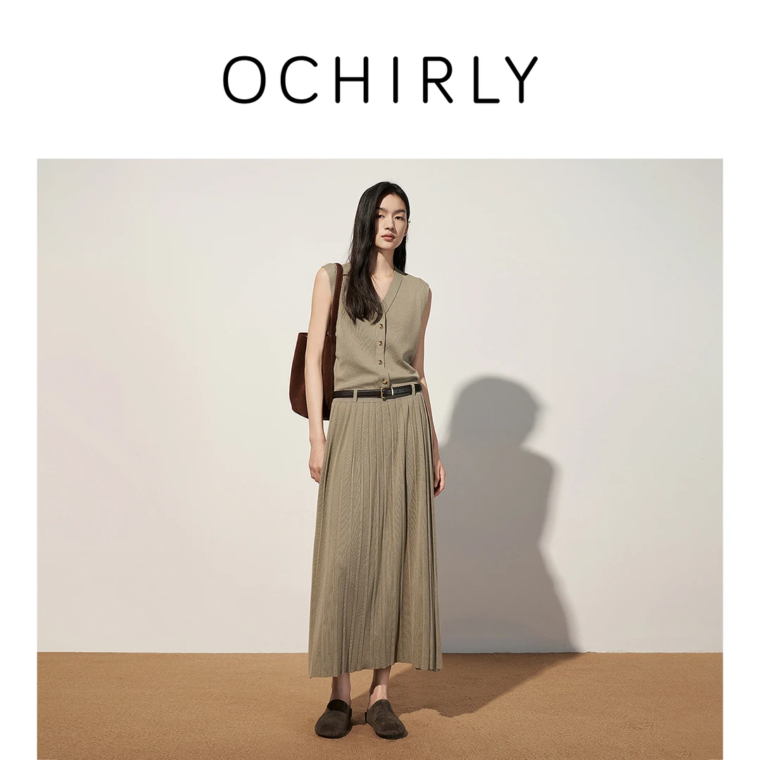 【商场同款】OCHIRLY欧时力 假两件针织连衣裙配腰带25秋季流光风