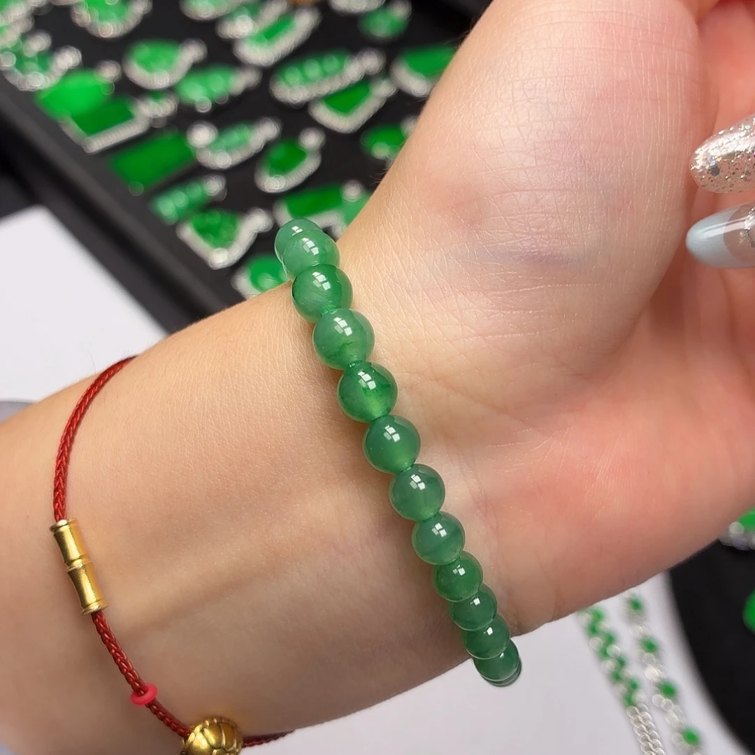 翡翠未镶嵌手链024冰飘花手串