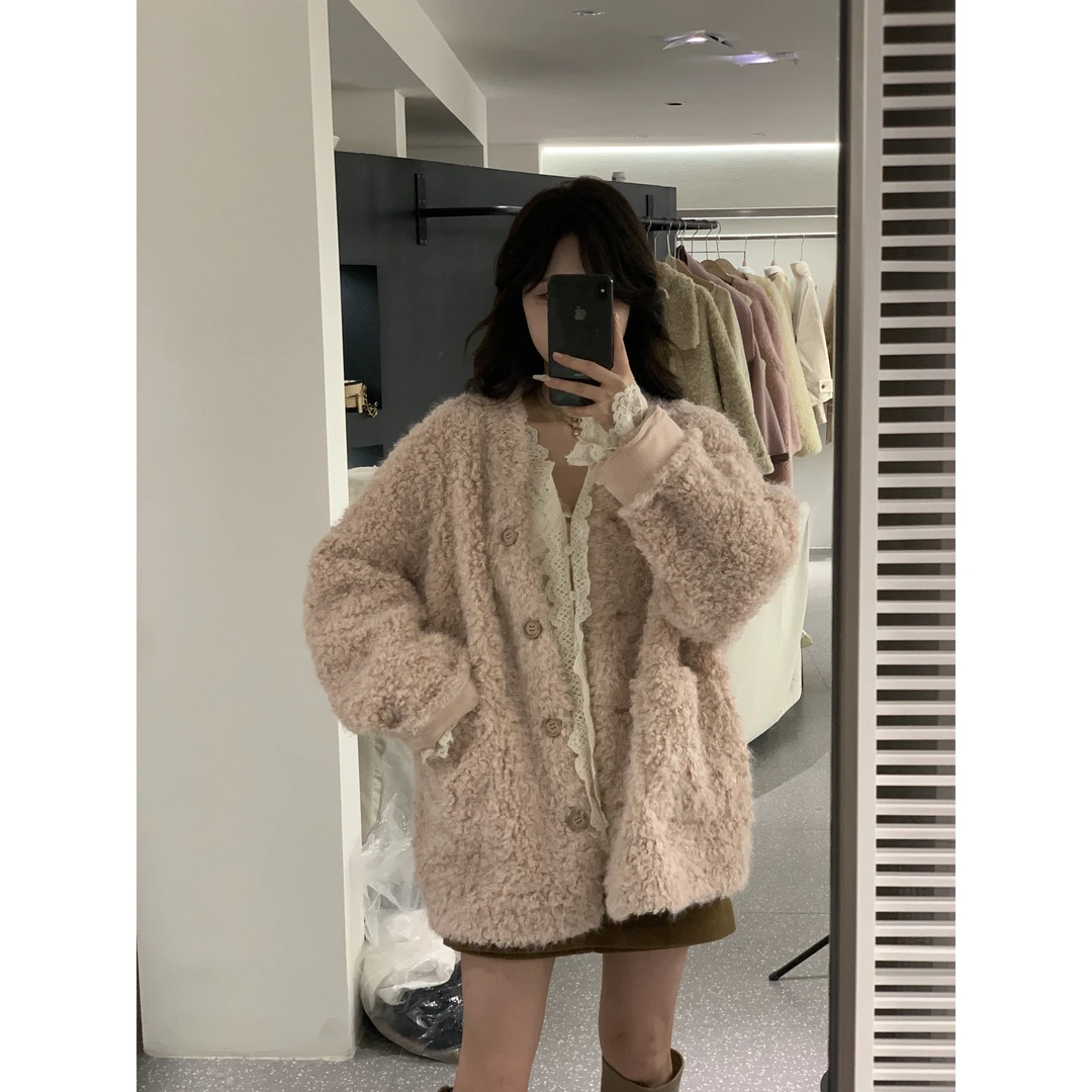 金蘑菇菇【温柔日落】设计师高定加厚保暖温柔风皮毛一体毛毛外套