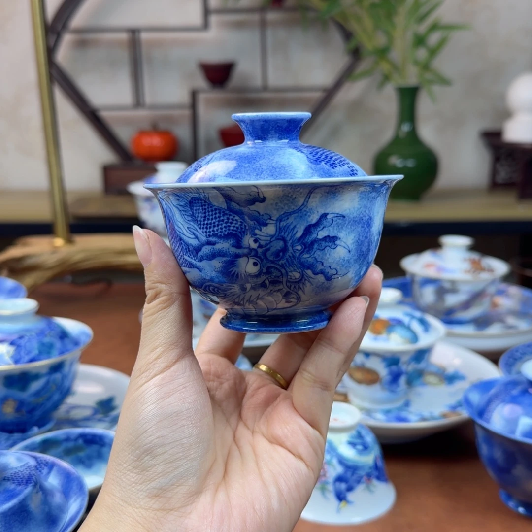 微***醉景德镇陶瓷手绘盖碗