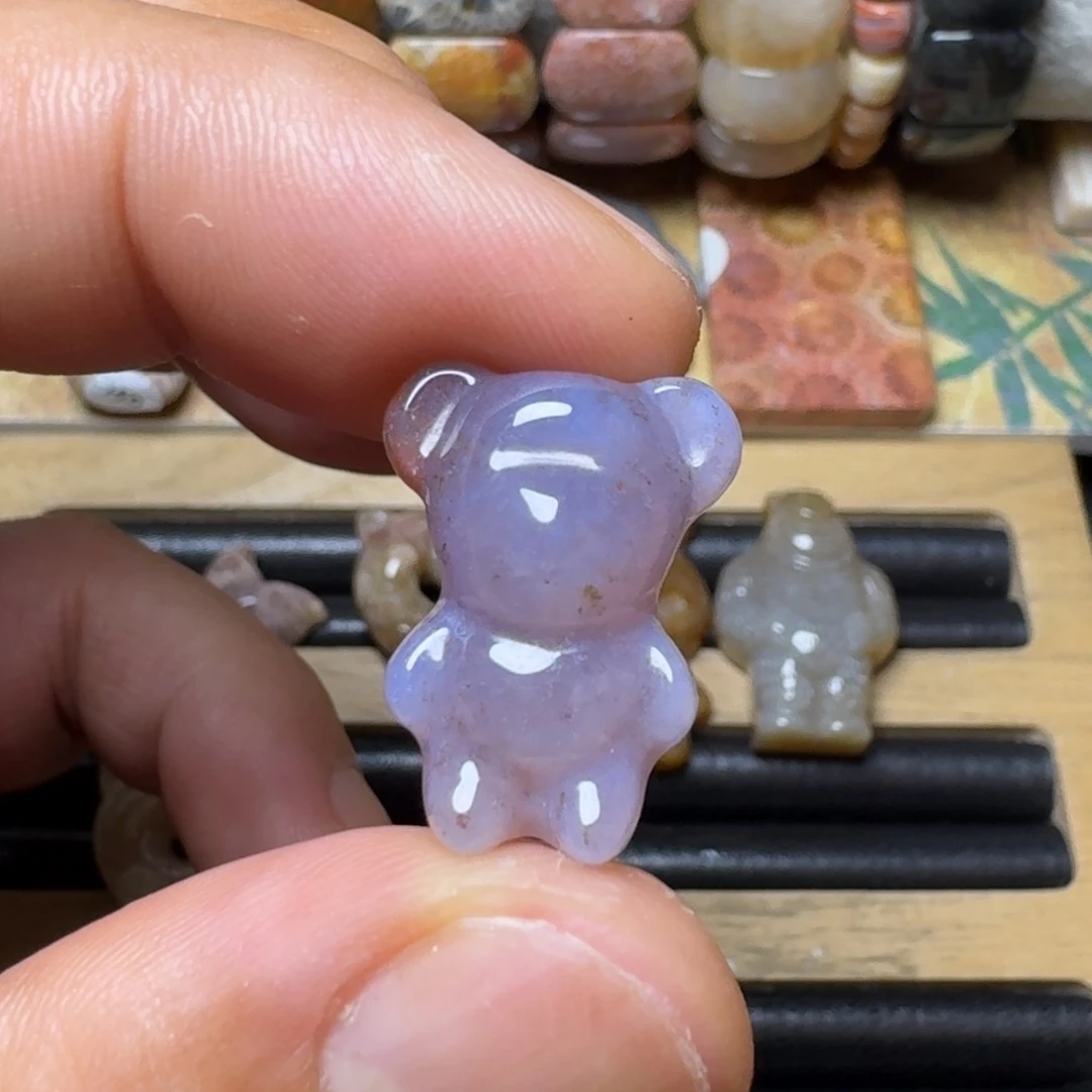 硅化玉紫 冰 小熊未镶嵌