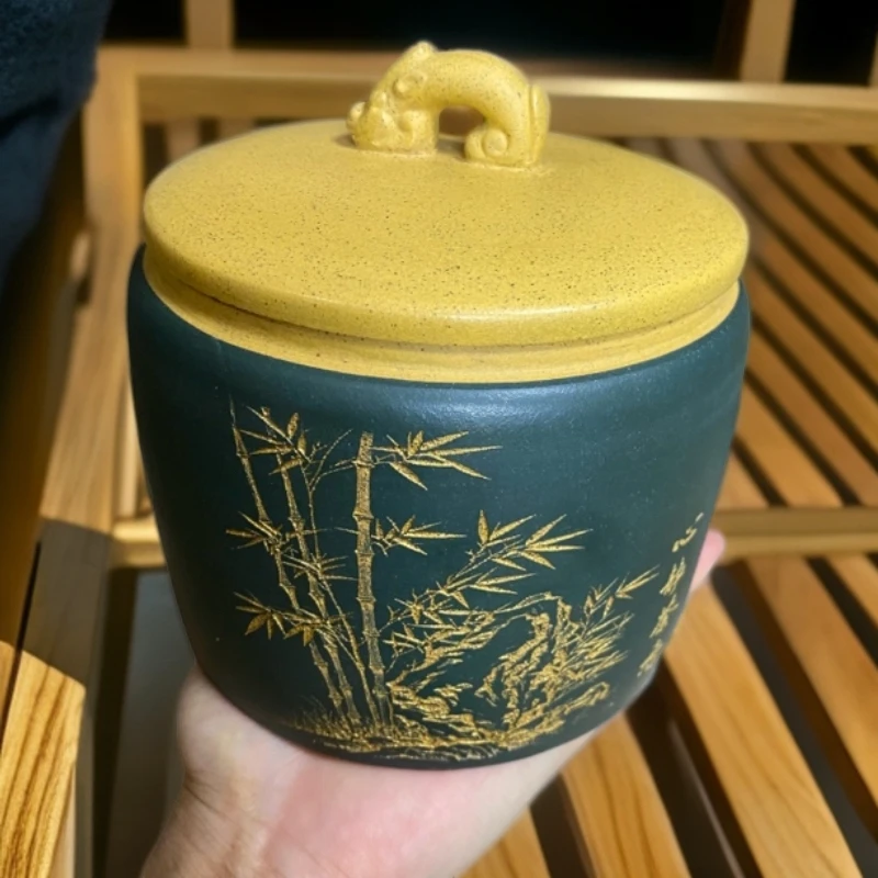 芝麻段粉浆手工刻绘紫砂茶叶罐普洱茶散茶密封存茶醒茶