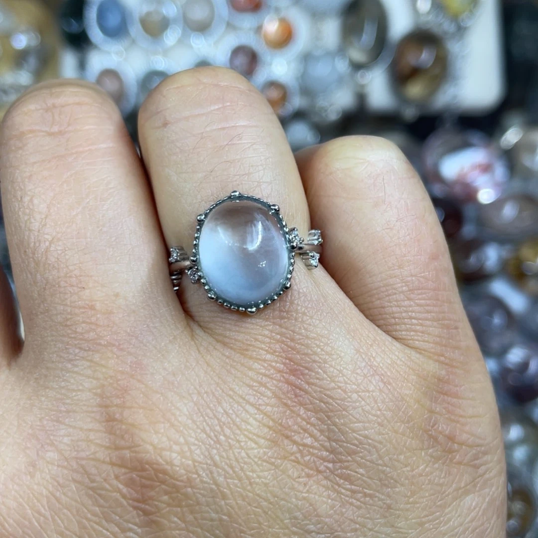 【闪购商品】银S925镶嵌珠宝半成品水晶戒指