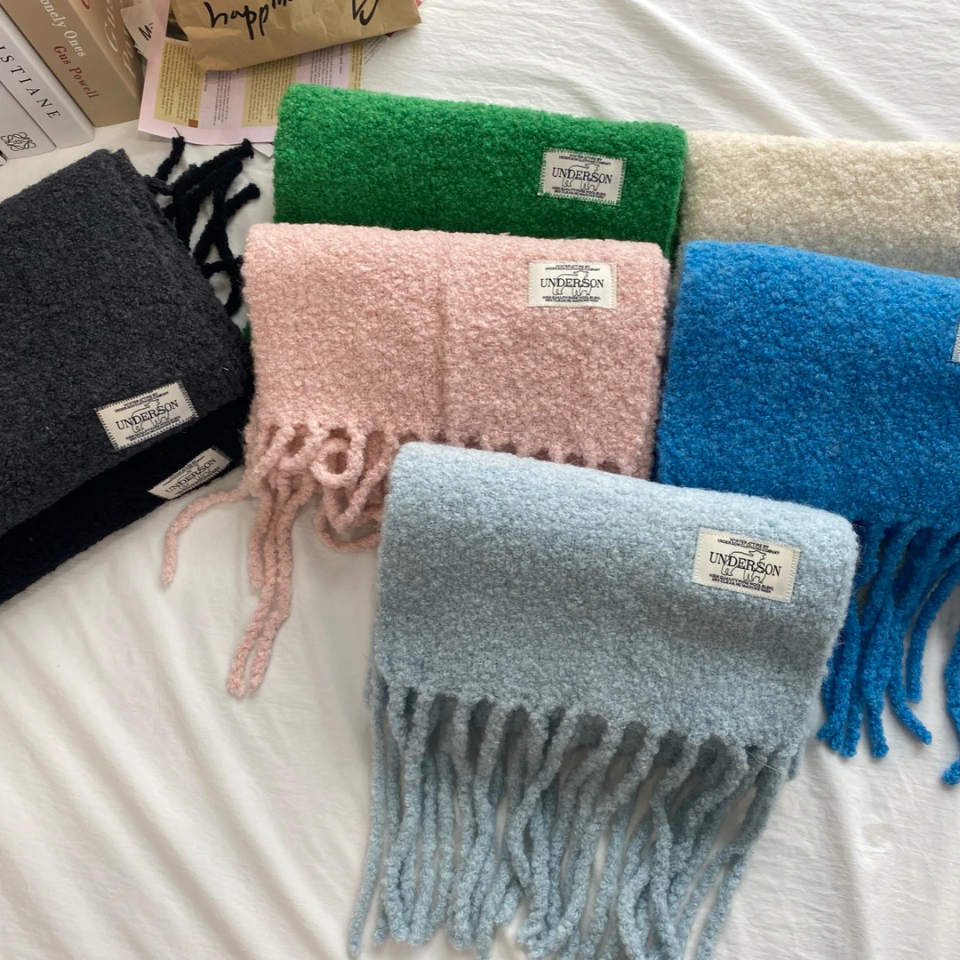 「纯色围巾」韩单underso*24新款羊毛百搭加厚围脖