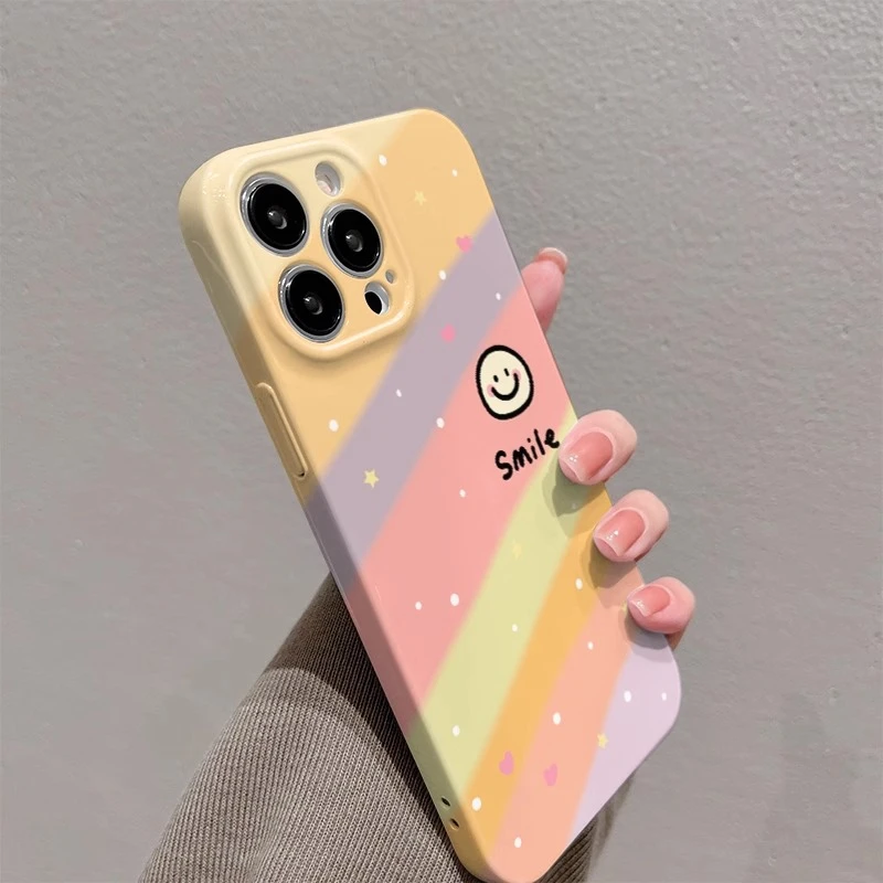 菲林软壳防摔彩虹笑脸适用苹果16华为reno13小米15vivox200 1加