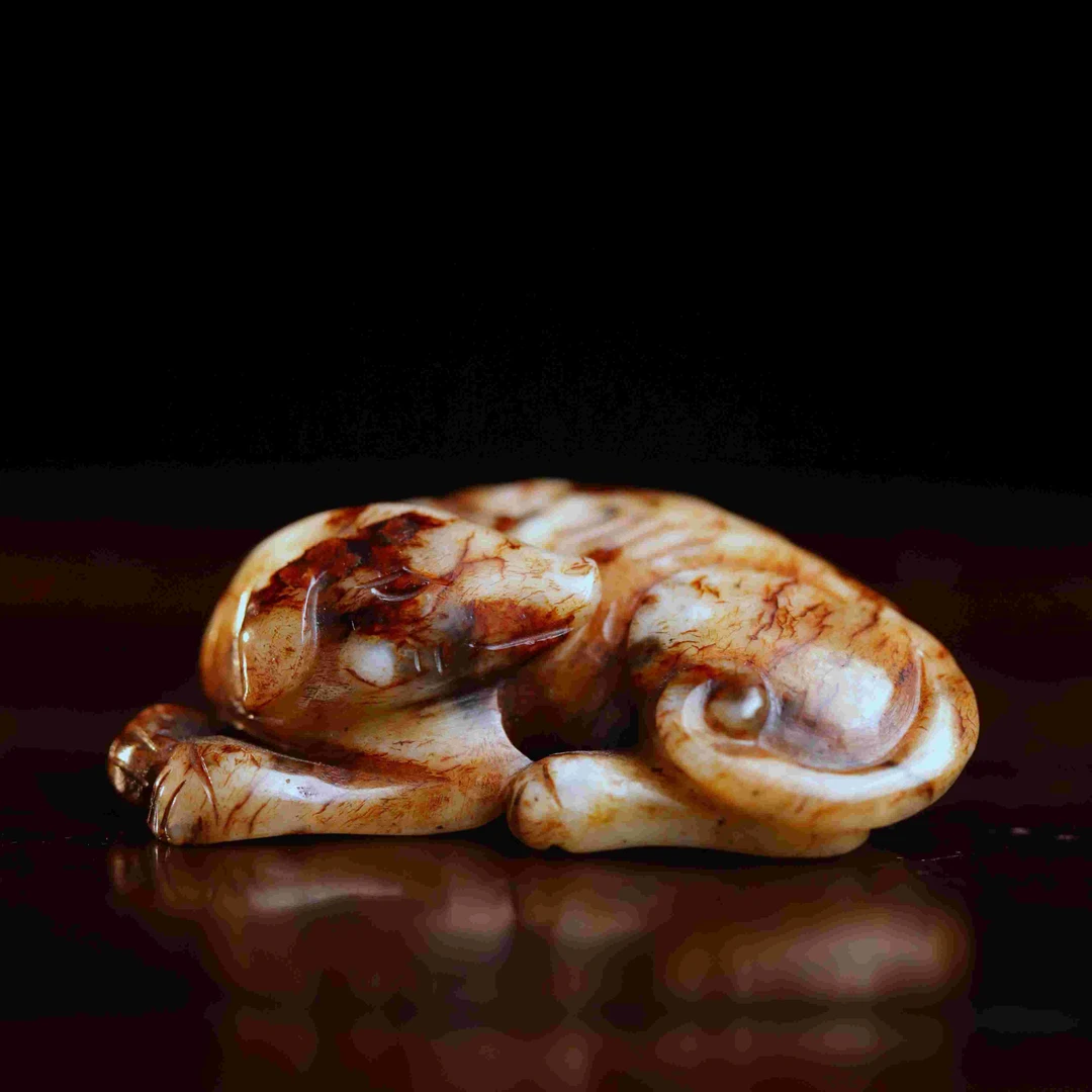 明代和田玉玉犬花件-NX