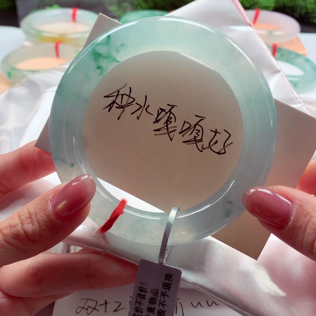 翡翠未镶嵌手镯56胖圆 冰川蓝冰飘花 灵