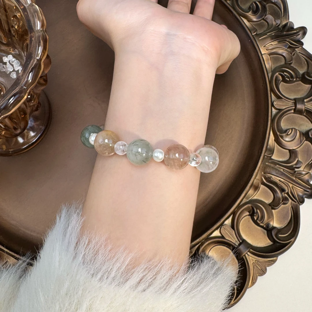 天然多宝发晶手串A0077多样性发其一