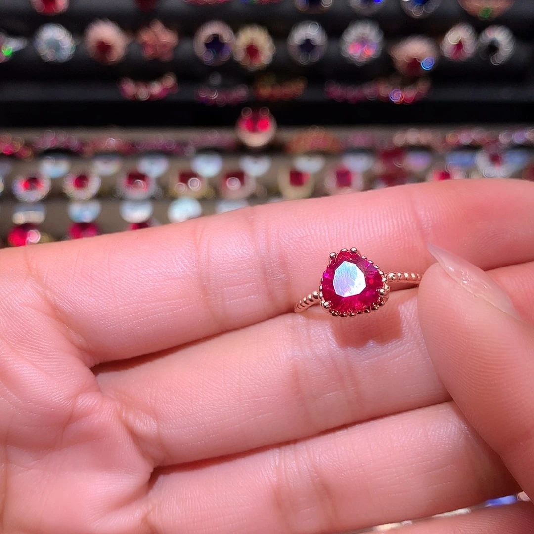 红宝石戒指银S925镶嵌8888