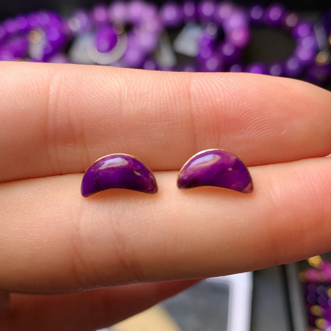 苏纪石（舒俱来）耳钉18K金镶嵌