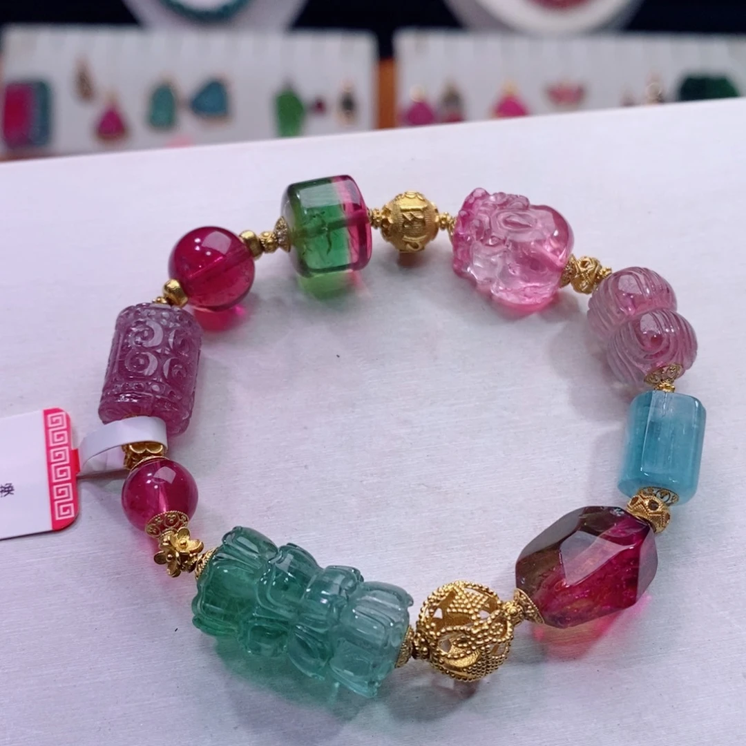 手链18K金镶嵌碧玺碧玺A手链