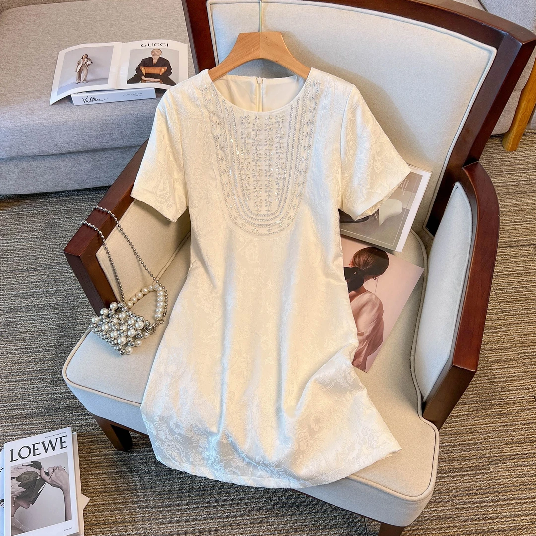 【259】短袖连衣裙女夏季新款法式小香风显瘦高级感优雅气质裙子