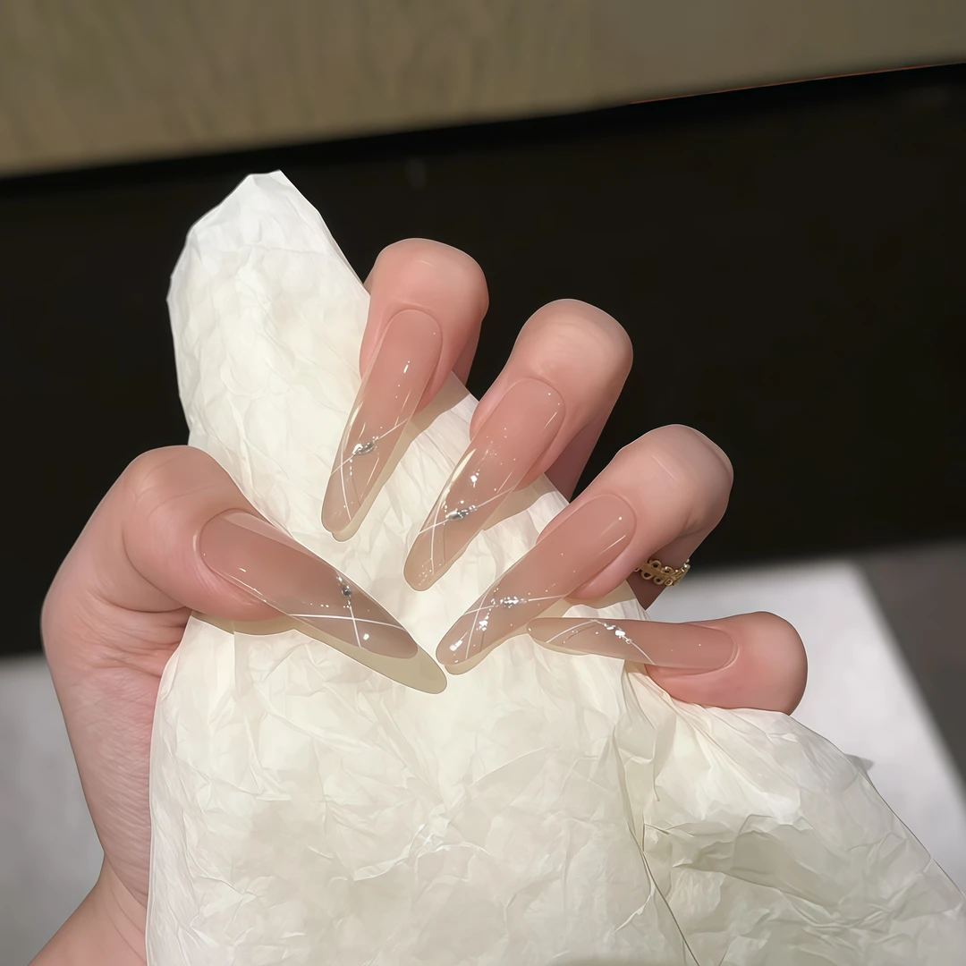 【气质美学】轻奢显白纯手工穿戴甲光疗冰透渐变纯欲四季流行10片装