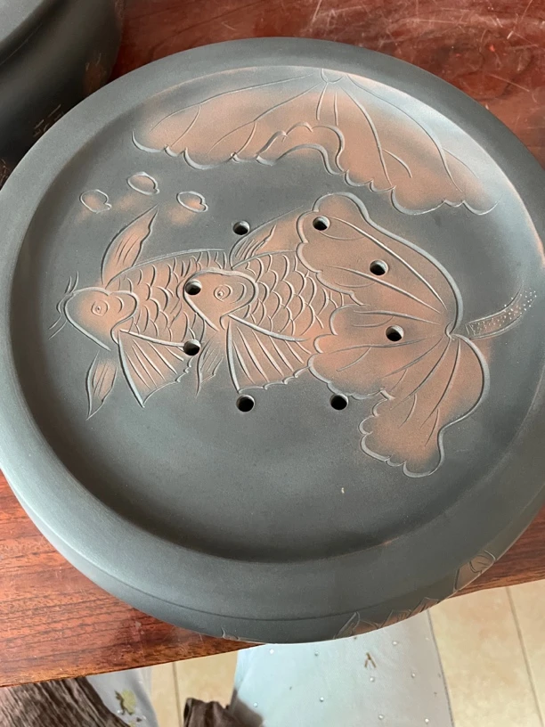 建水紫陶传统手工制作干泡台