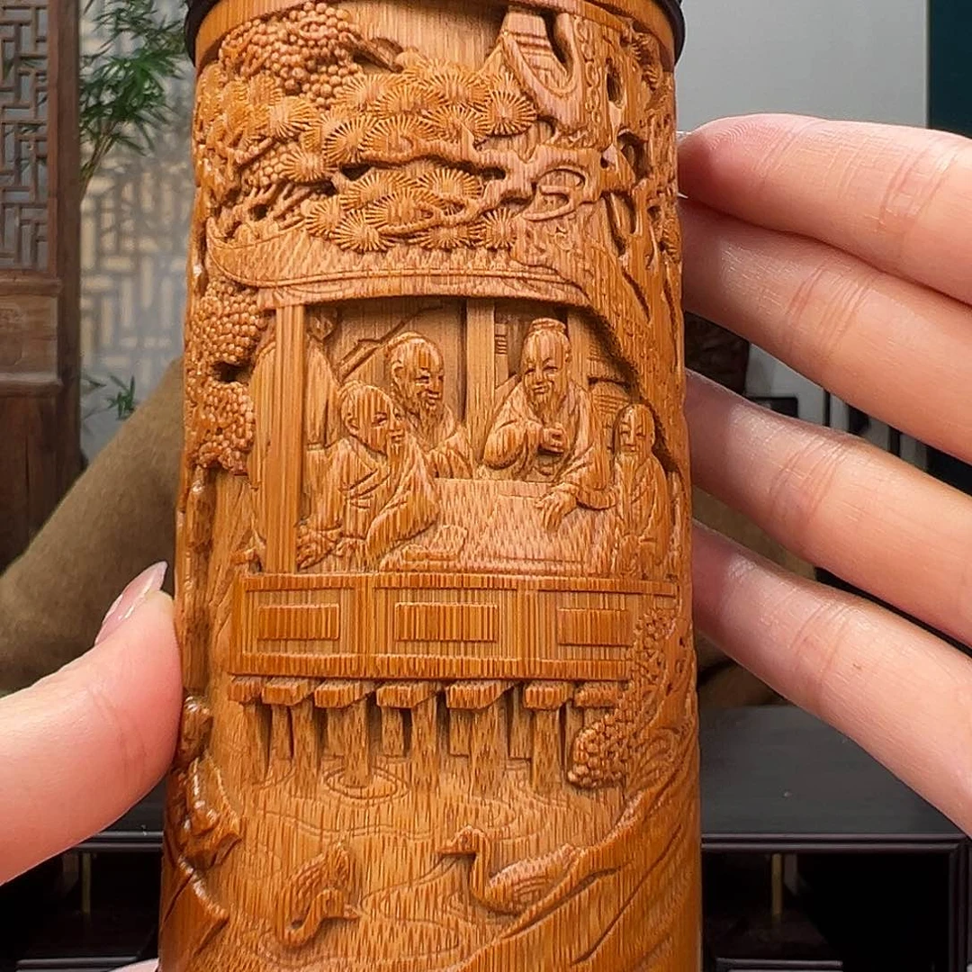 竹玖*竹雕兰亭茶叶罐