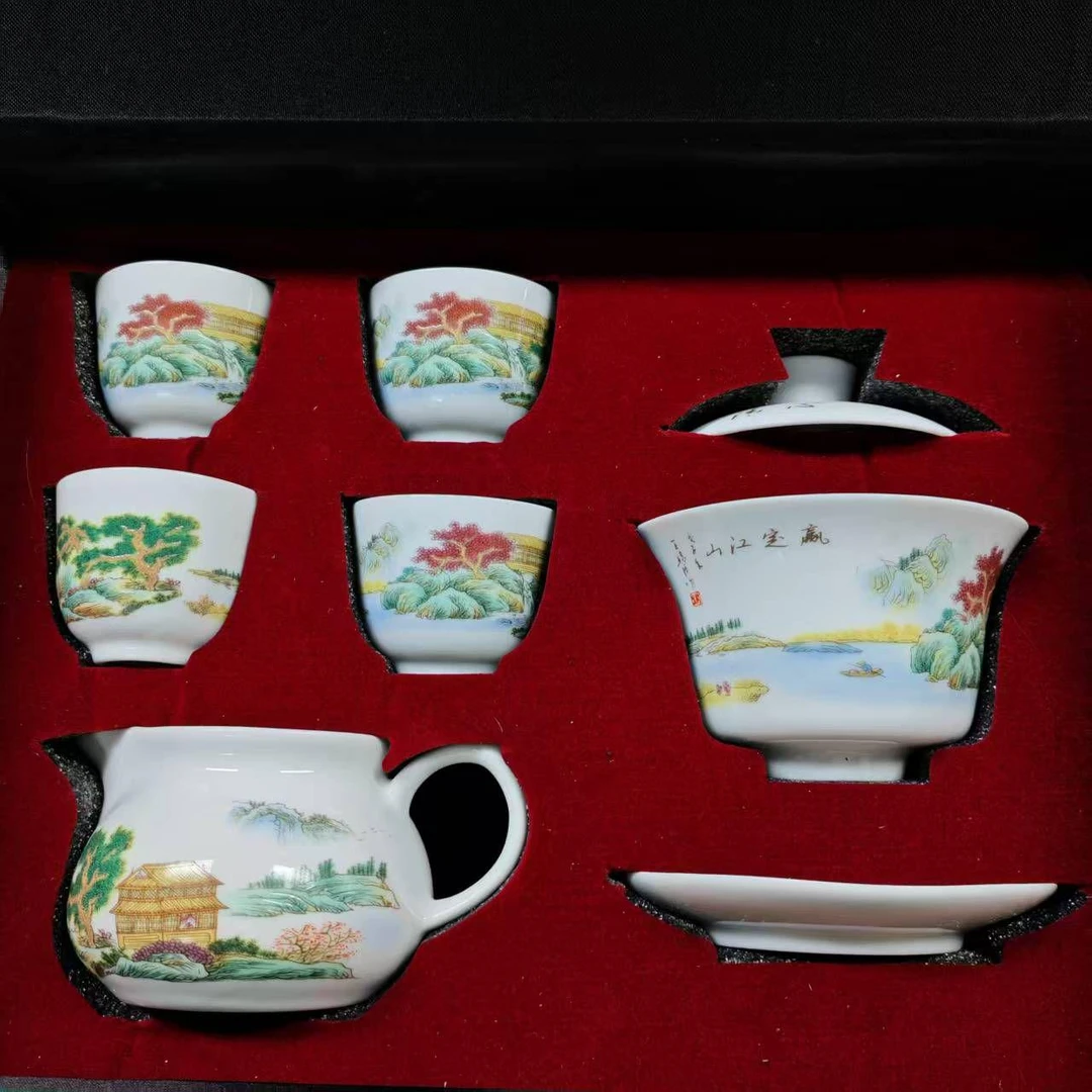 赢定江山套杯功夫茶具摆件