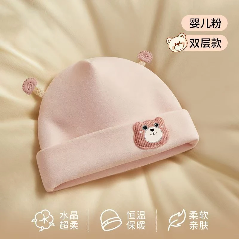 初生婴儿帽子春秋冬季可爱棉胎帽婴幼儿0-6-12个月宝宝套头帽
