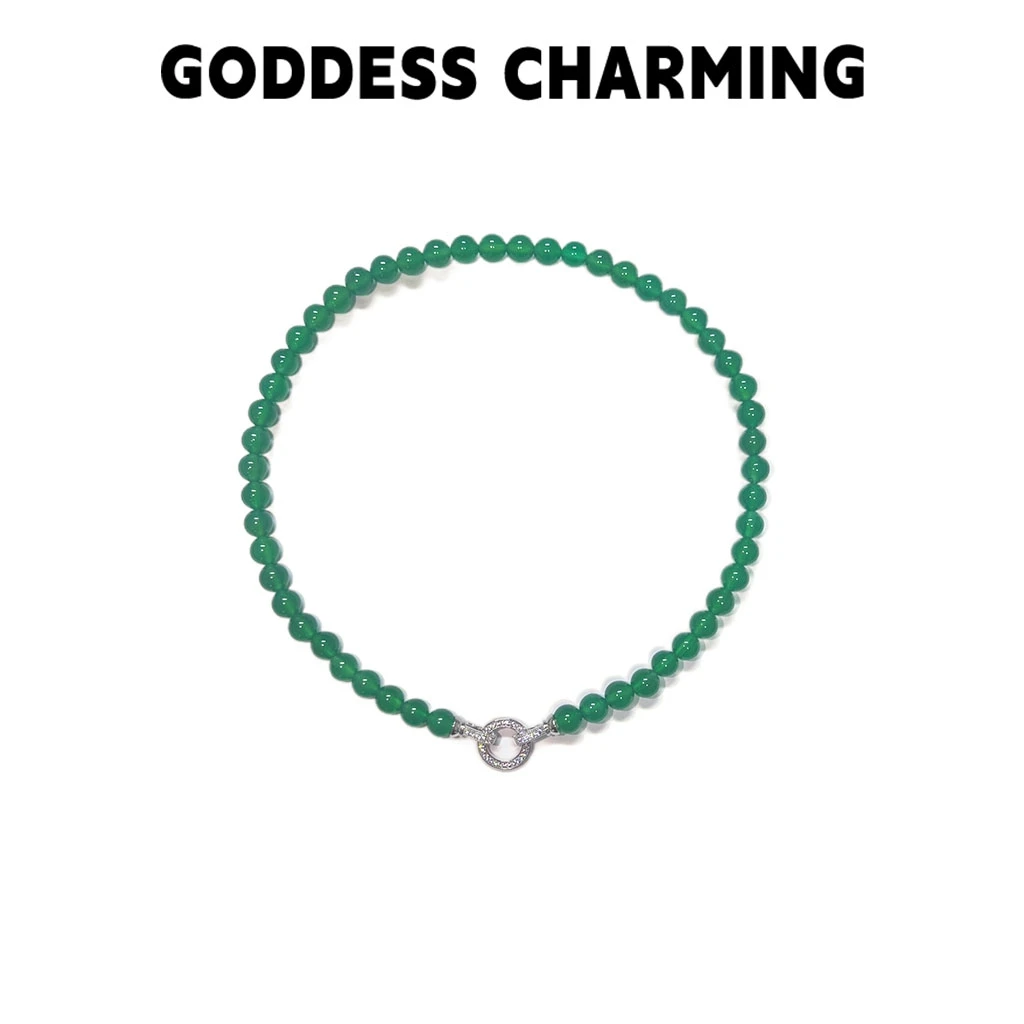 GODDESS CHARMING新中式小众绿色天然玛瑙8mm项链