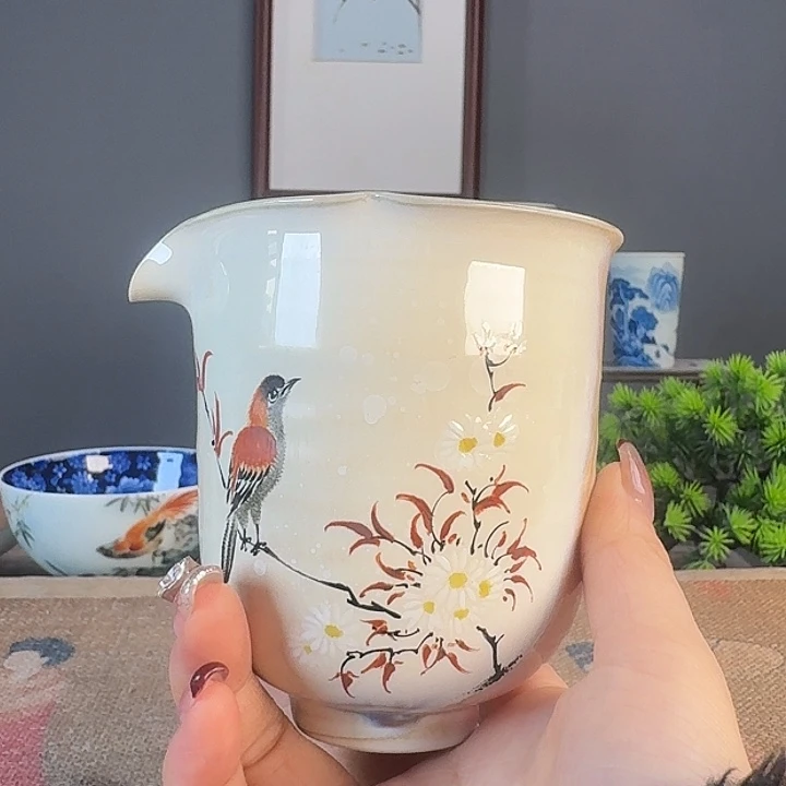 摆件景德柴烧茶杯多人