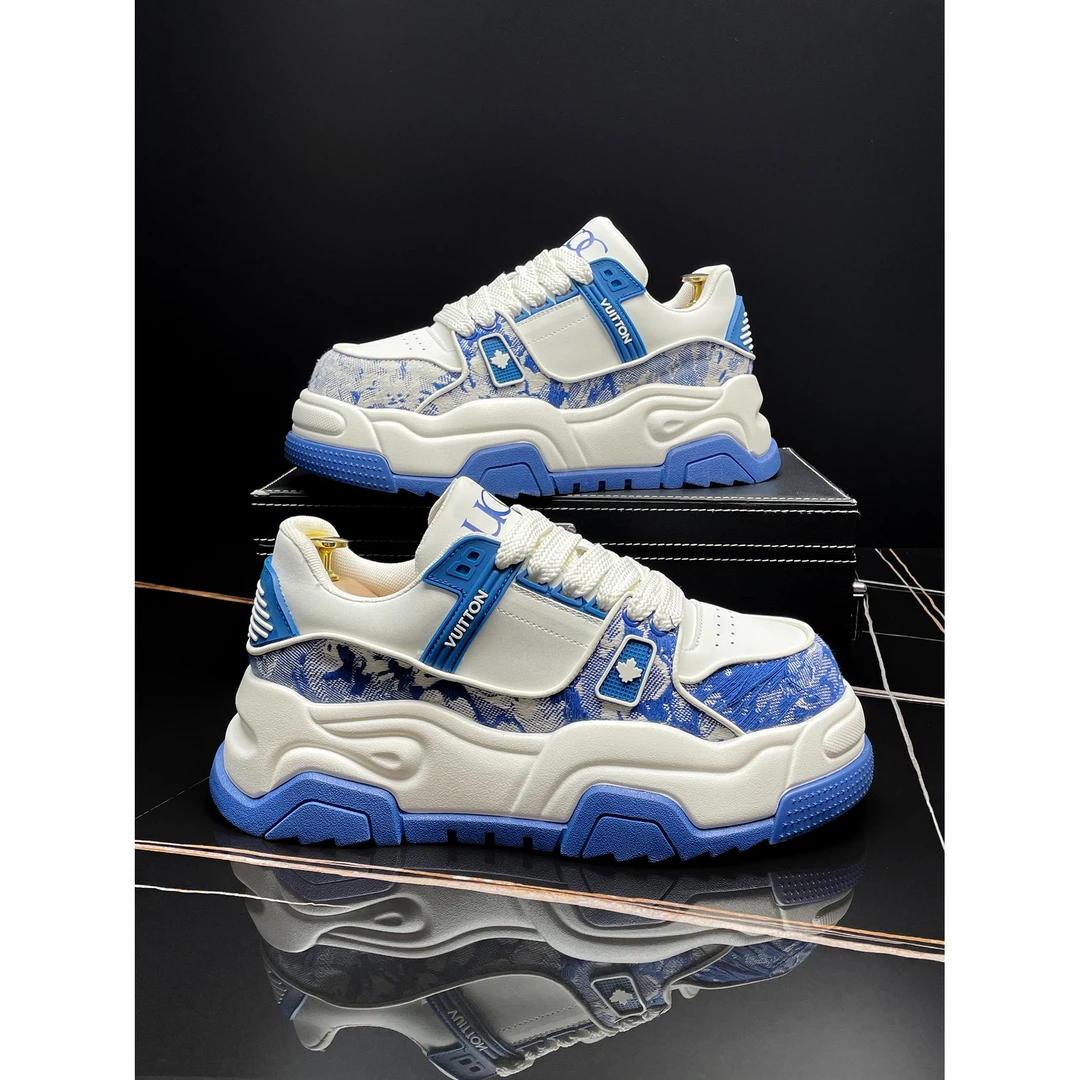 【万达撤柜】增高厚底机甲男鞋2025秋季新款板鞋小众原创时尚拼色运