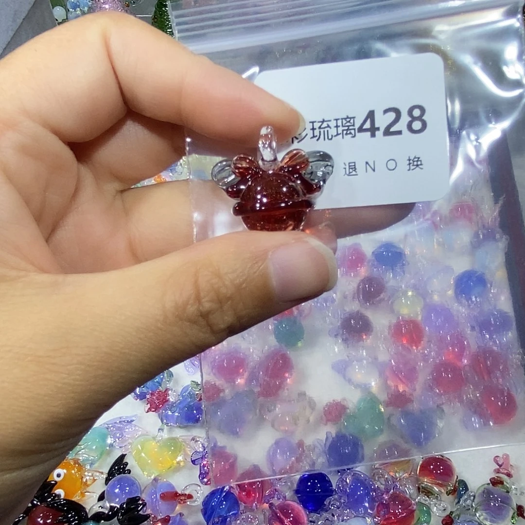 玩***心吊坠（不含链）玻璃428红色铃铛