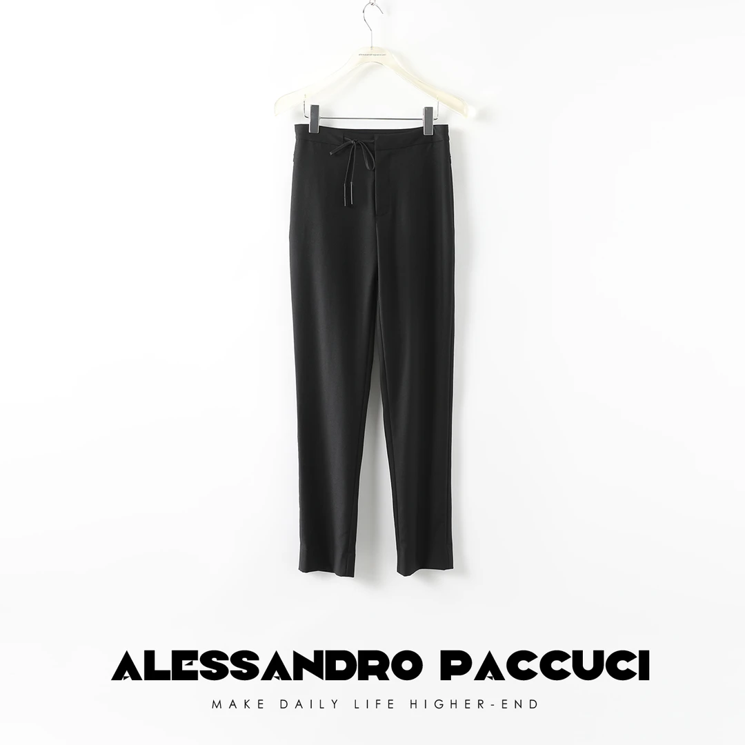 AP洛哥21088X 【简约美学/长裤】绵羊毛黑色百搭系带休闲裤