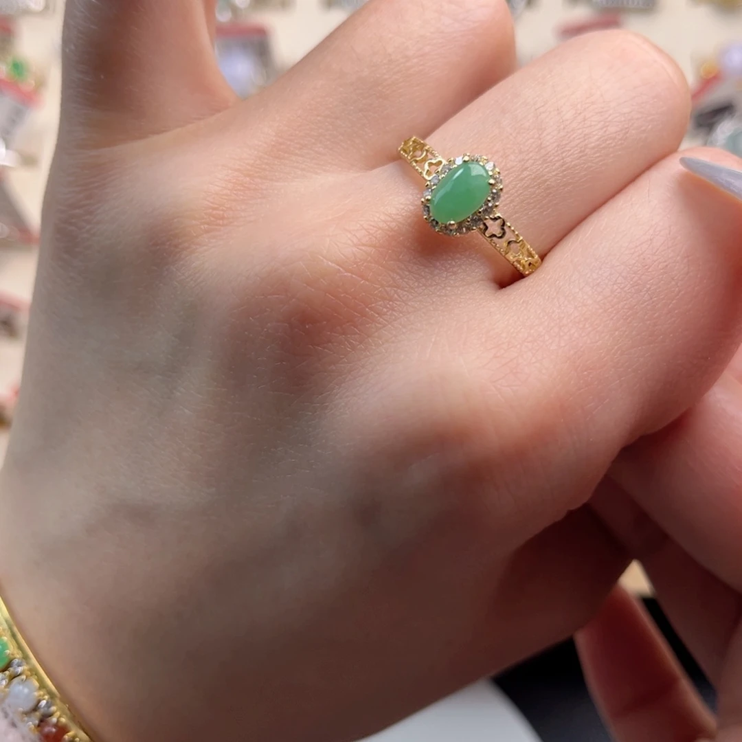 翡翠戒指银S925镶嵌66858