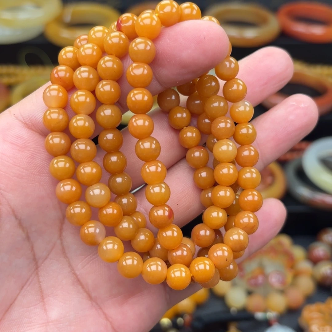 合金石英质玉（黄龙玉）手链