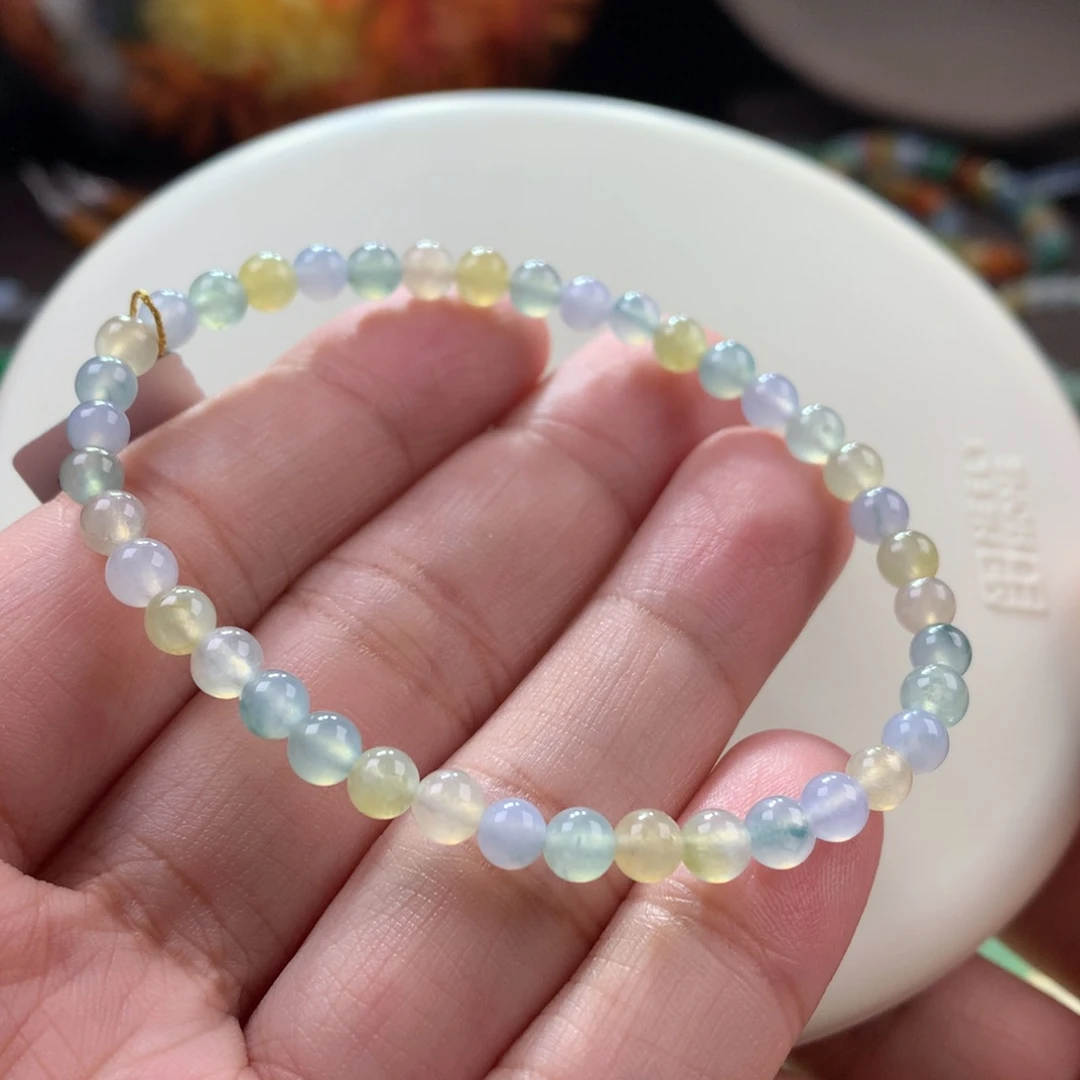 未镶嵌手链翡翠福利款 冰种马卡龙手串 卡4.7