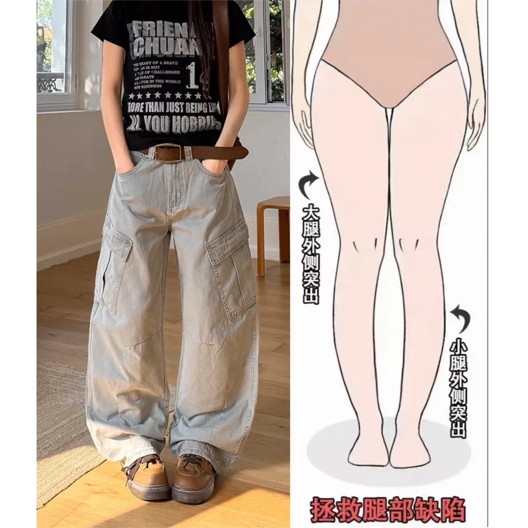 【运险+7天无理由】夏季美式复古工装裤藏青色直筒宽松百搭休闲裤