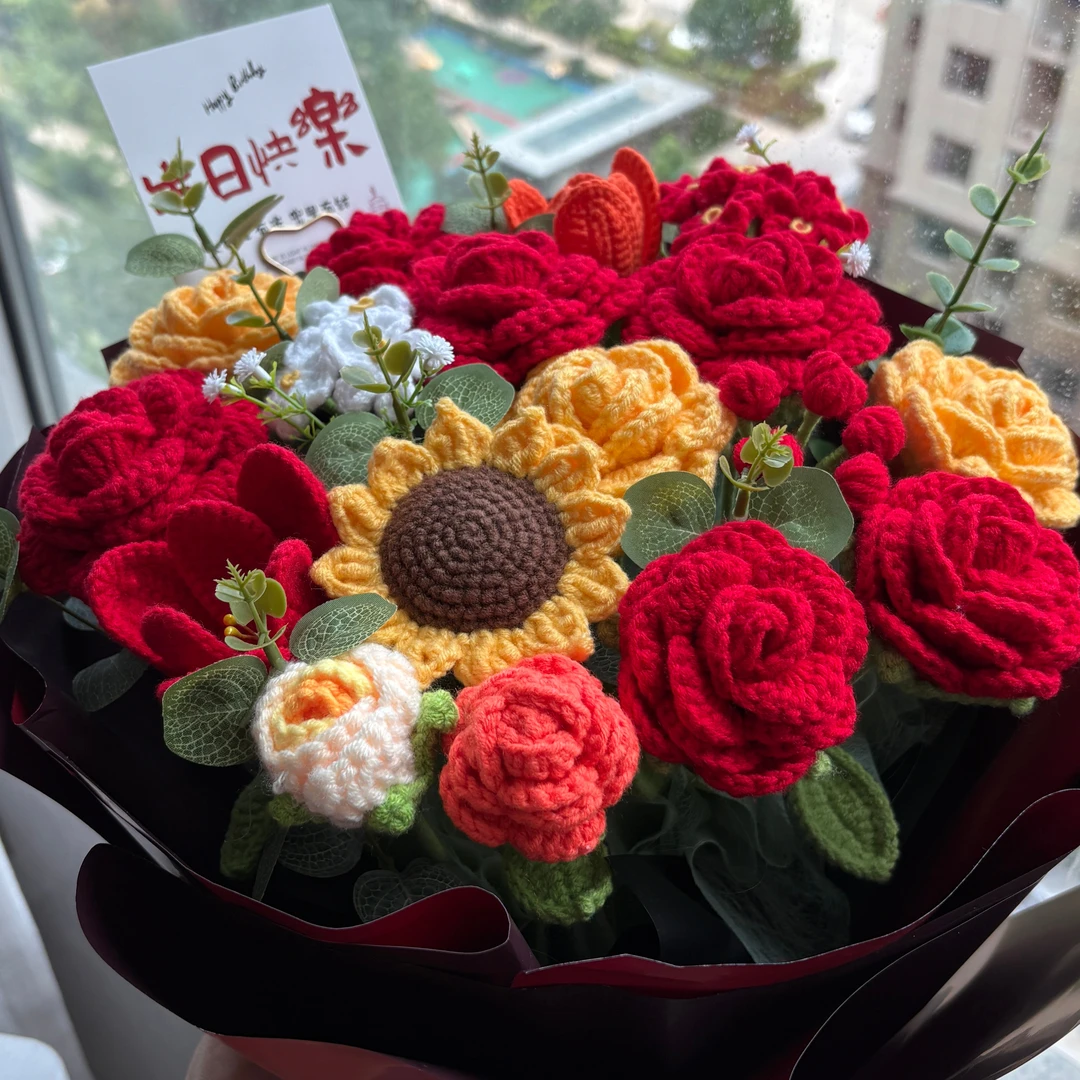 玫瑰花毛线钩织教程