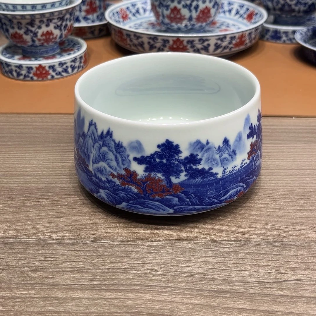 老***浪釉里红山水小水洗