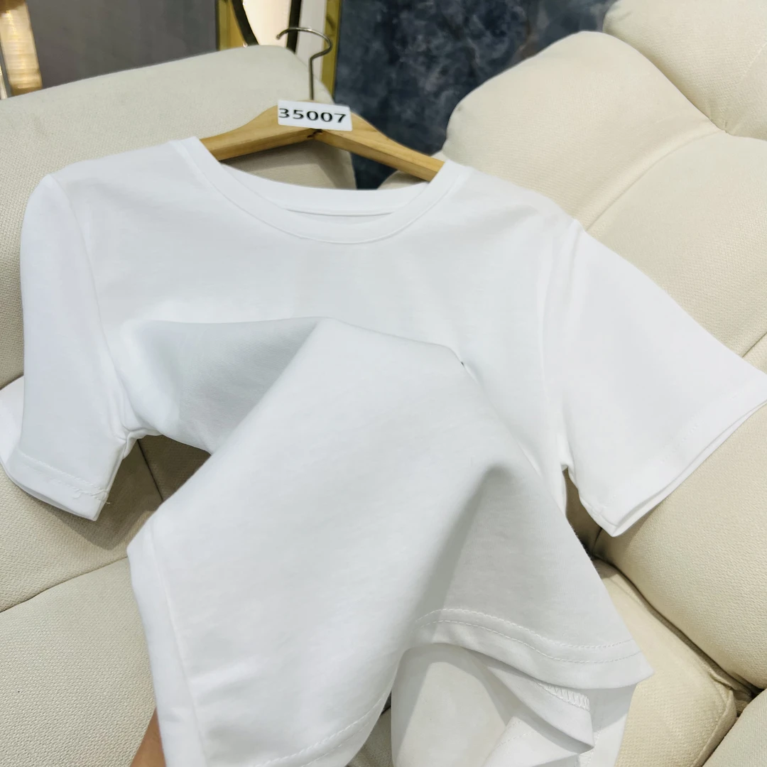35007#休闲慵懒重工短袖上衣T