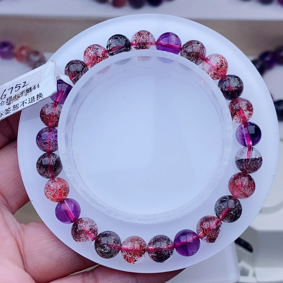 未镶嵌手链水晶黑加仑超七7+m