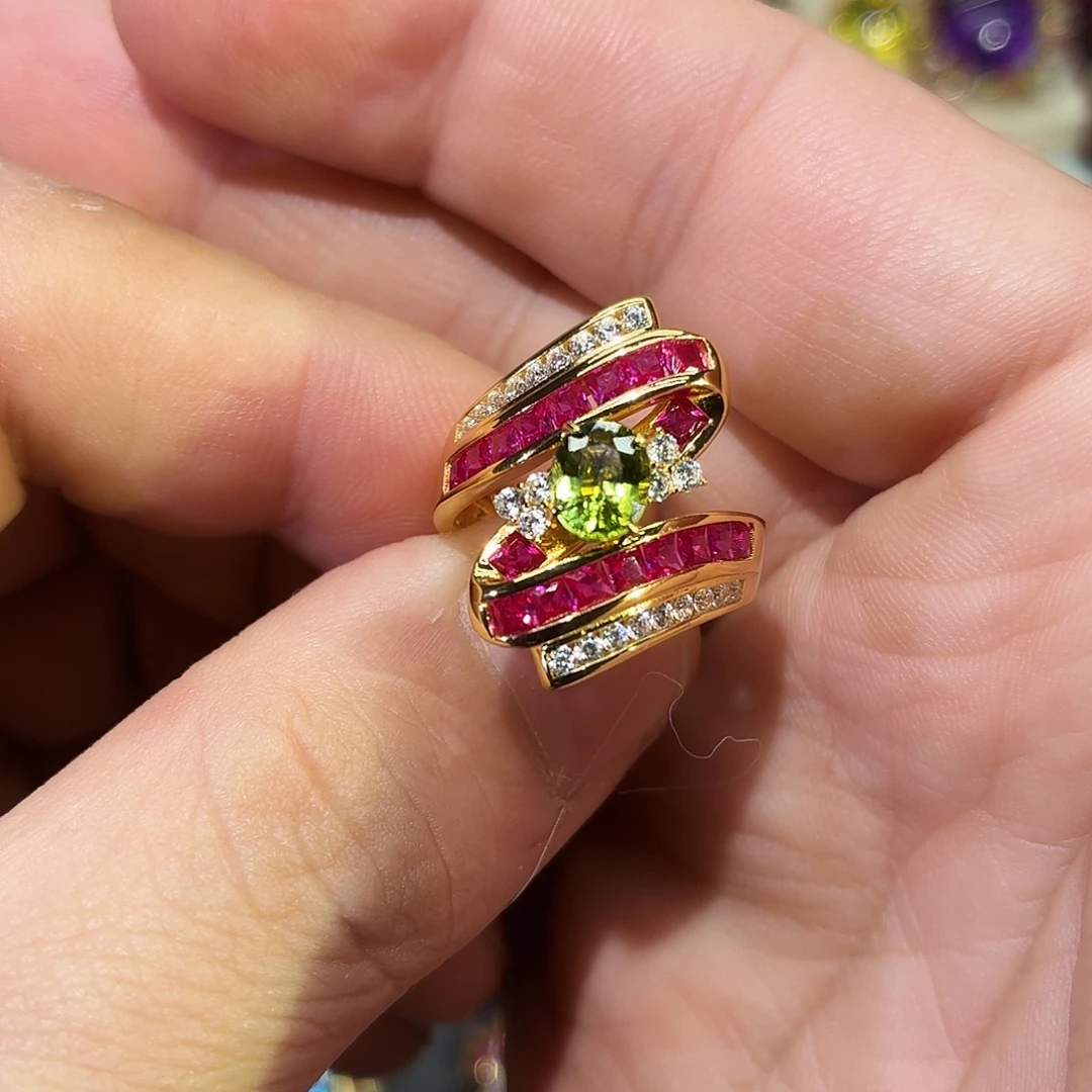 戒指碧玺银S925镶嵌