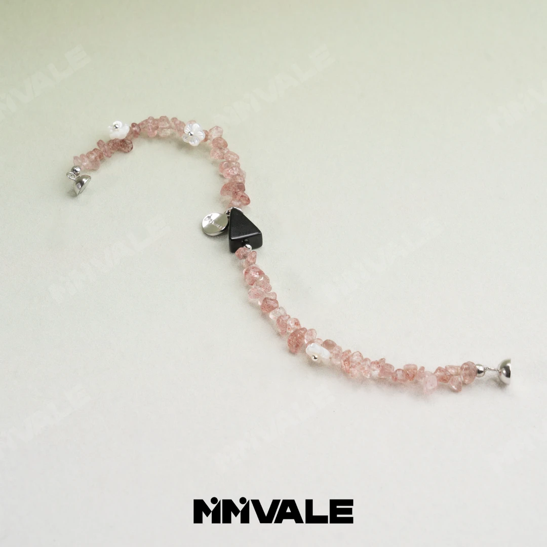 秘密山谷【野草莓】原创天然草莓晶三角黑玛瑙花花贝壳手串MMSG8575