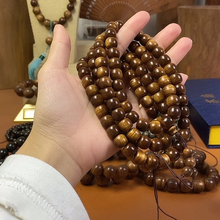 檀香木老山檀香黑肉沉水桶珠10-11/108颗