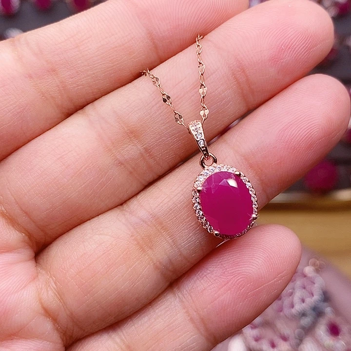 银S925镶嵌颈饰红宝石