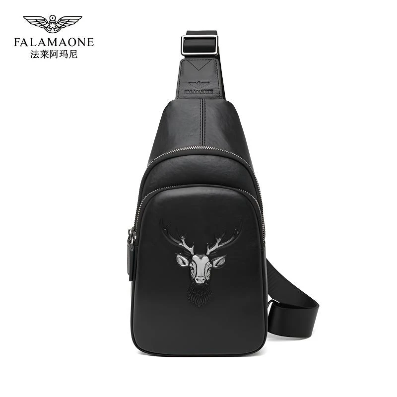 法莱阿玛尼男士真皮胸包斜挎包休闲时尚通勤百搭男包单肩包胸前包