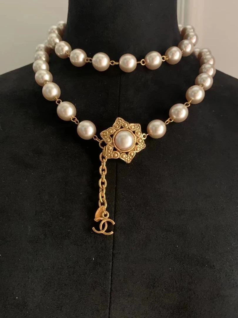 95新 Chanel/香奈儿 Chanel vintage香奈儿中古芒星珍珠项链