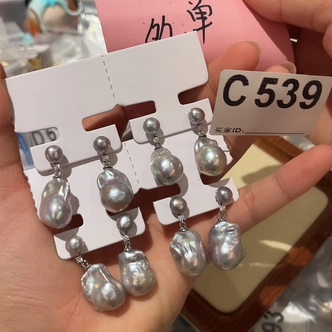 合金淡水珍珠耳饰