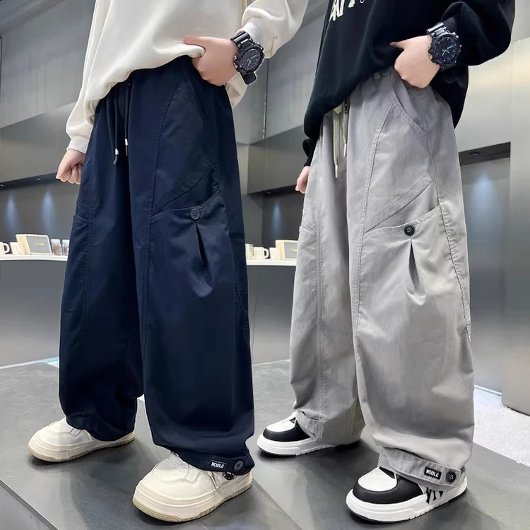 童装男童裤子秋冬款2025新款中大童加绒休闲裤秋装男孩长裤藏青色