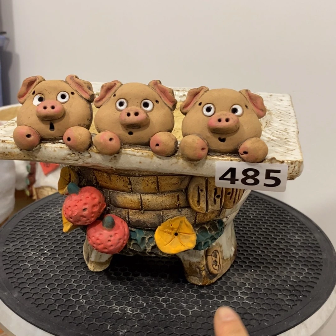 红陶欧*嘻哈粗陶手捏花盆