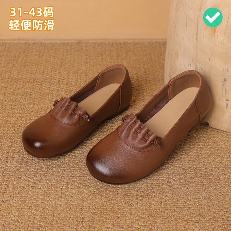 夏季小码3132-33-34轻便防滑妈妈鞋真皮软底单鞋大码女鞋41-42-43