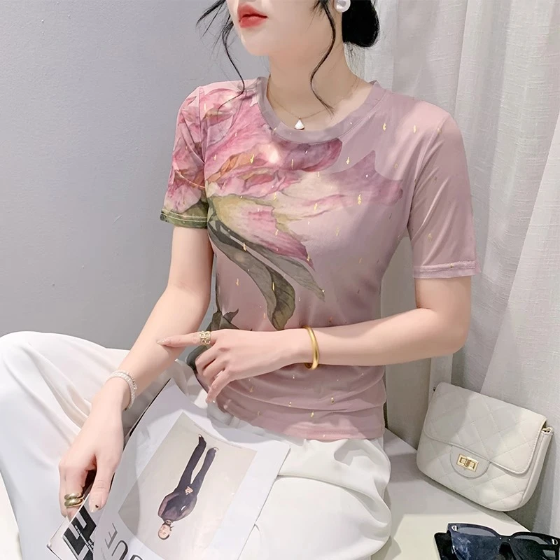 夏装新款时尚洋气印花百搭显瘦T恤N10658